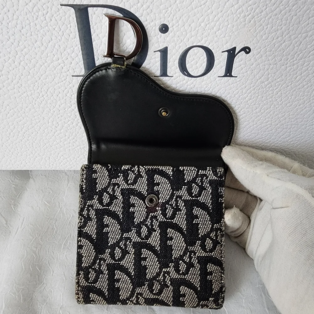 Auth Dior Oblique Trotter Saddle Lotus Wallet